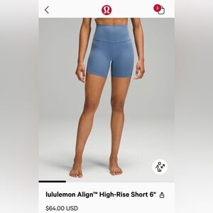 NWT lululemon Align™ High-Rise Short 6"
